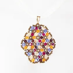 Pendant 45cm - Malvina Oval-Yellow Organza - Pendant 45cm - Laiton bronze